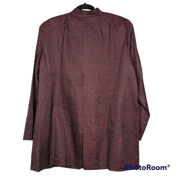 Eileen Fisher Deep Red Silk High Collar Jacket SZ 1X - Picture 2 of 4